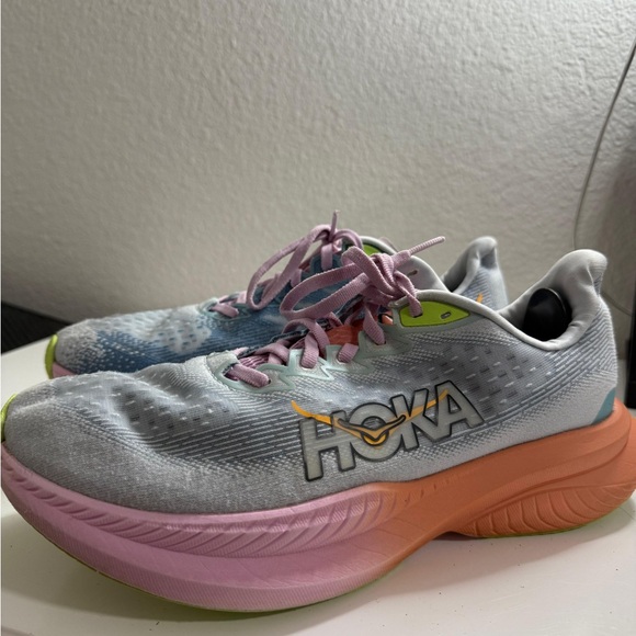 Hoka Women's Mach 6 Athletic Shoes - Pink and Blue - Picture 3 of 9